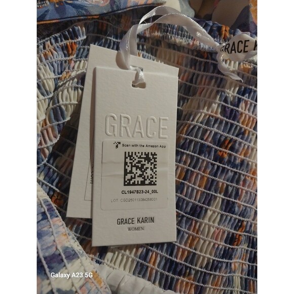 Grace Karin Smocked Floral Midi Dress Large NWT Resort Vacation Romantic - Picture 7 of 10